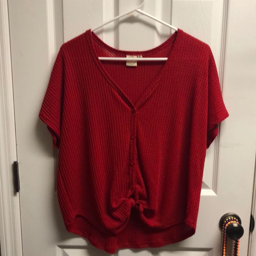 Red tie crop top